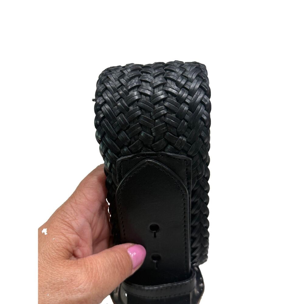 Brighton B30873 Black Braided Leather Belt Silver Scroll Buckle Boho Western EUC - Picture 6 of 8
